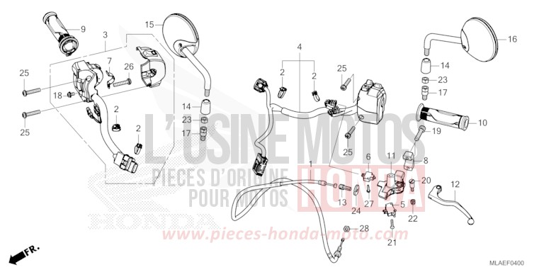 SCHALTERGRIFF/HEBEL/KABEL/SPIEGEL (CMX1100A/A2) von CMX 1100 "Rebel" GLINT WAVE BLUE METALLIC (B197) von 2024